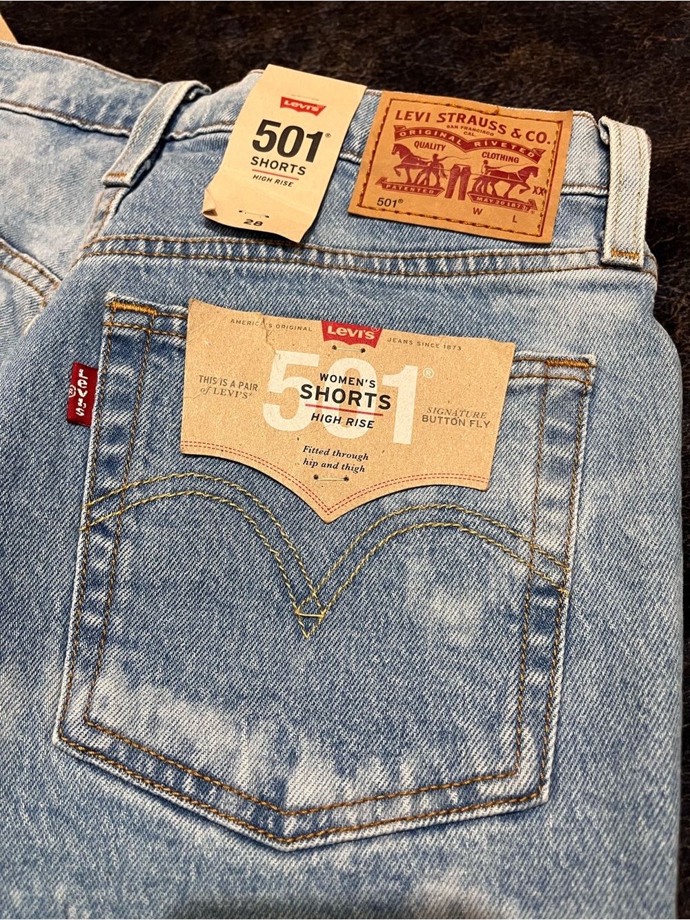 Levi's Light Blue Acid-Wash High-Waist Denim Shorts - Picture 3 of 4